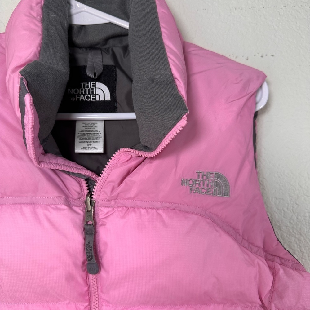 The North Face Nuptse 700 Down Puffer Vest Pink Womens Small S/P Goose Down Fill - Picture 2 of 7